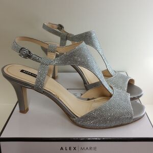 Alex Marie Women's Peep-toe Sparkly Silver Heels